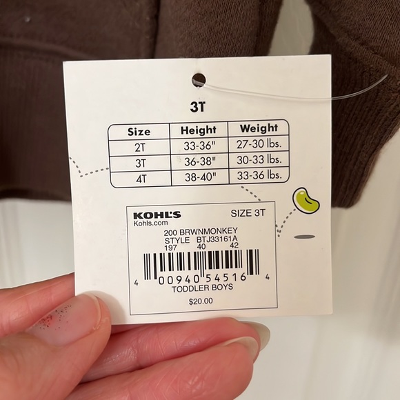 Jumping Beans Brown fleece hoodie Nwt 3T - Picture 3 of 5